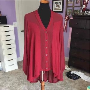 Free People red dress shirt